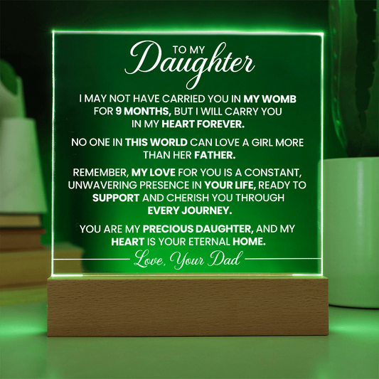 To My Daughter - Love your Dad -  Acrylic Square Plaque Gift Set