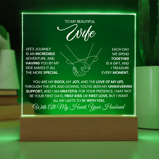 To My Beautiful Wife - Acrylic Square Plaque Gift Set