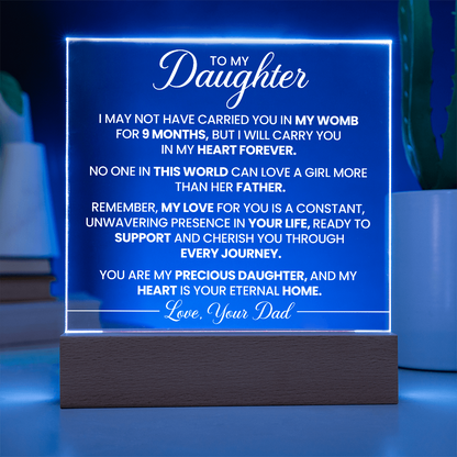 To My Daughter - Love your Dad -  Acrylic Square Plaque Gift Set
