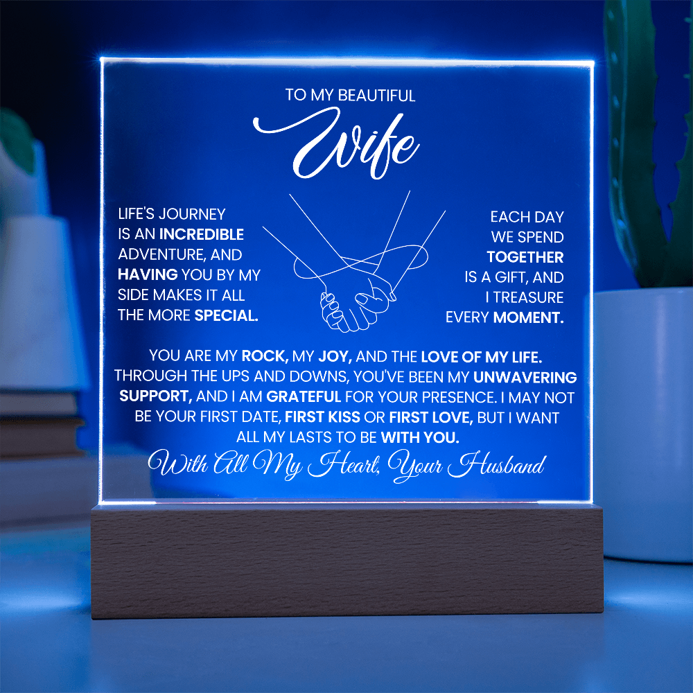 To My Beautiful Wife - Acrylic Square Plaque Gift Set