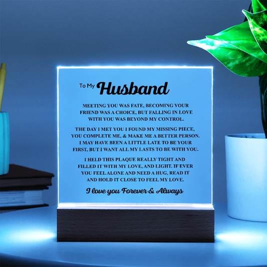 To My Husband Acrylic Plaque – “Meeting You Was Fate” Romantic LED Gift