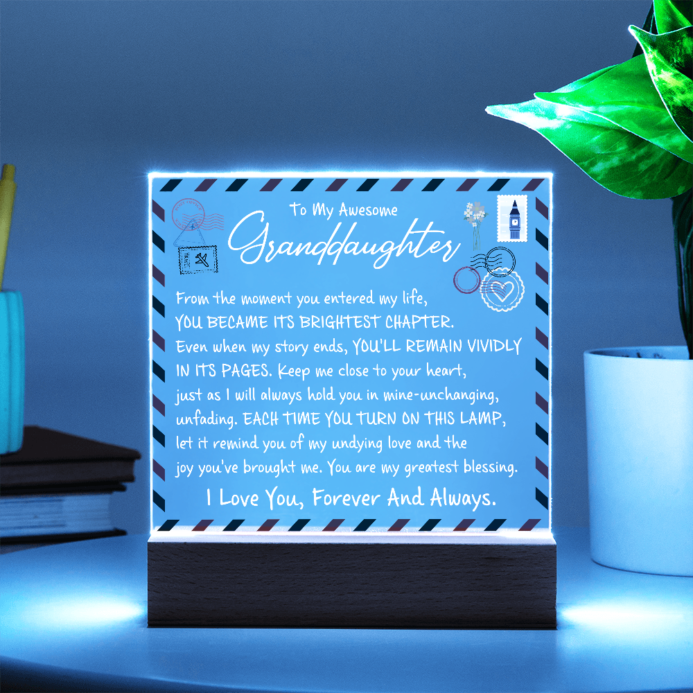 To My Granddaughter -  I Love you forever and Always - Acrylic Square Plaque Gift