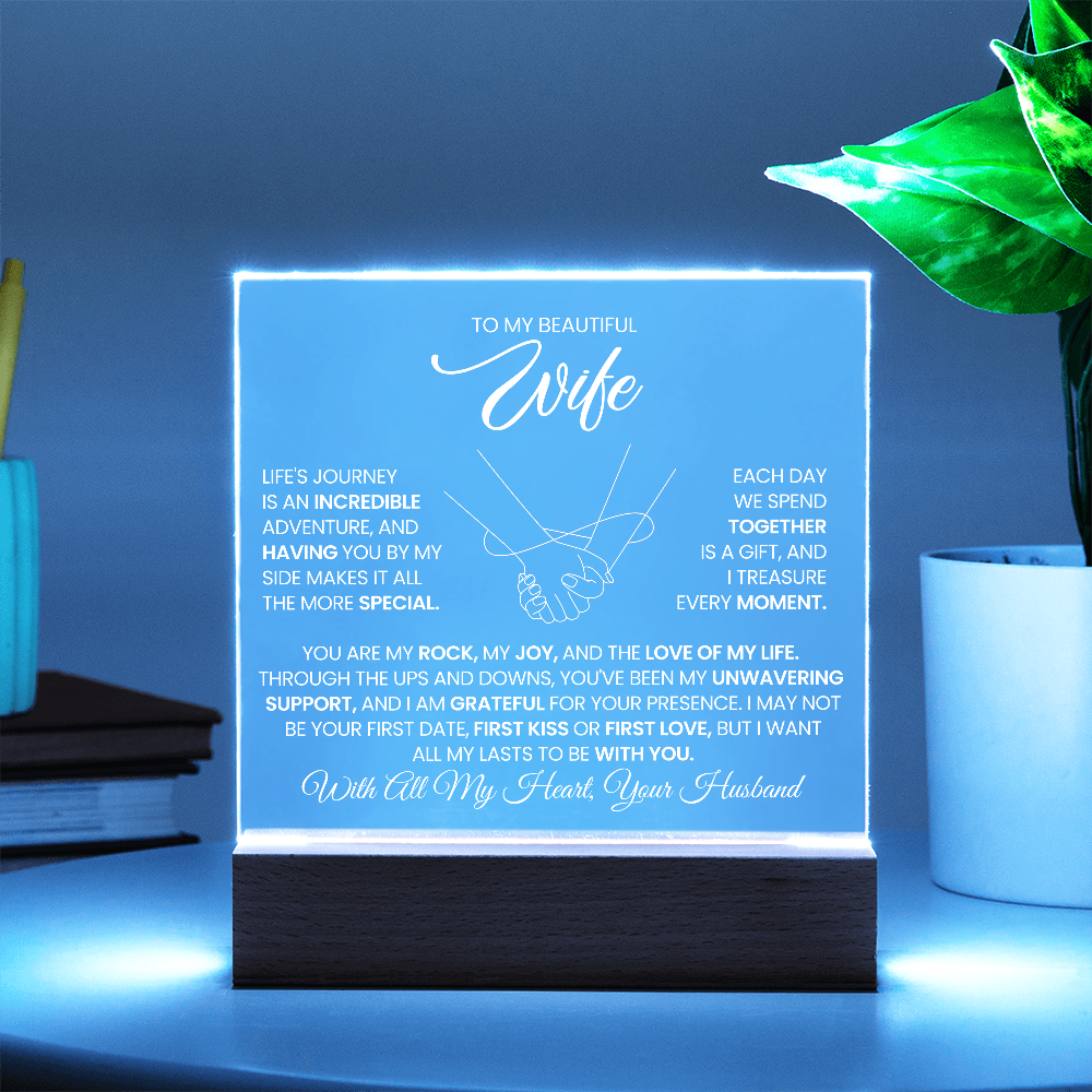 To My Beautiful Wife - Acrylic Square Plaque Gift Set