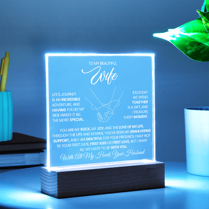 To My Beautiful Wife - Acrylic Square Plaque Gift Set