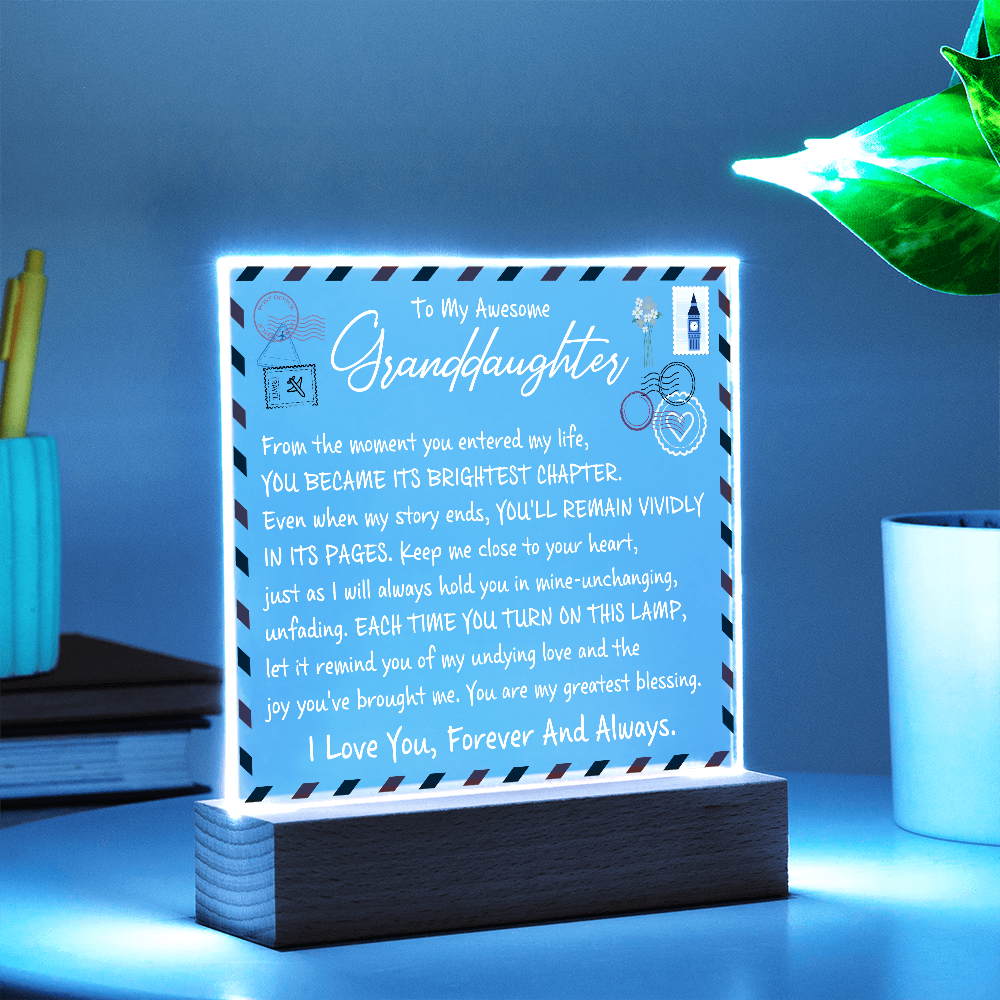 To My Granddaughter -  I Love you forever and Always - Acrylic Square Plaque Gift