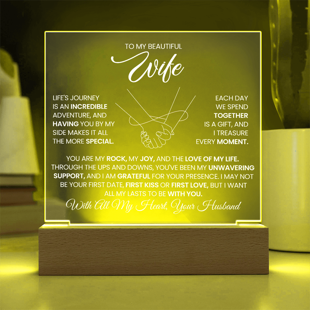 To My Beautiful Wife - Acrylic Square Plaque Gift Set