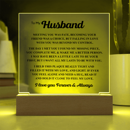 To My Husband Acrylic Plaque – “Meeting You Was Fate” Romantic LED Gift