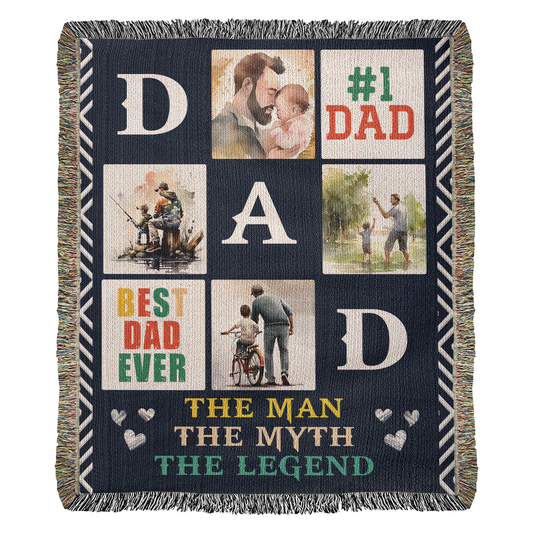 (ALMOST SOLD OUT) Best Dad Ever - Heirloom Woven Blanket Gift