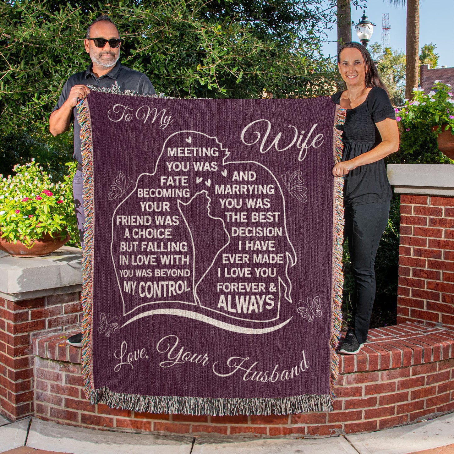 To My Wife - The Day I Met You, My Life Changed - Woven Blanket Gift Set CFG559