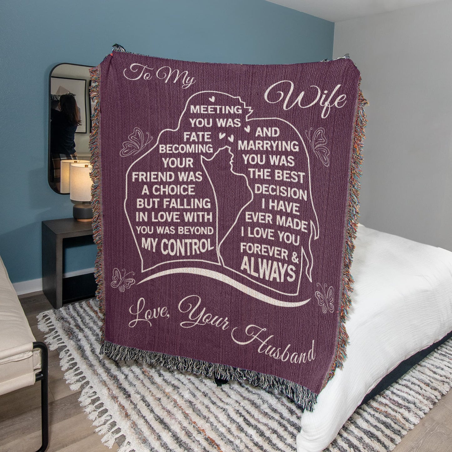 To My Wife - The Day I Met You, My Life Changed - Woven Blanket Gift Set CFG559