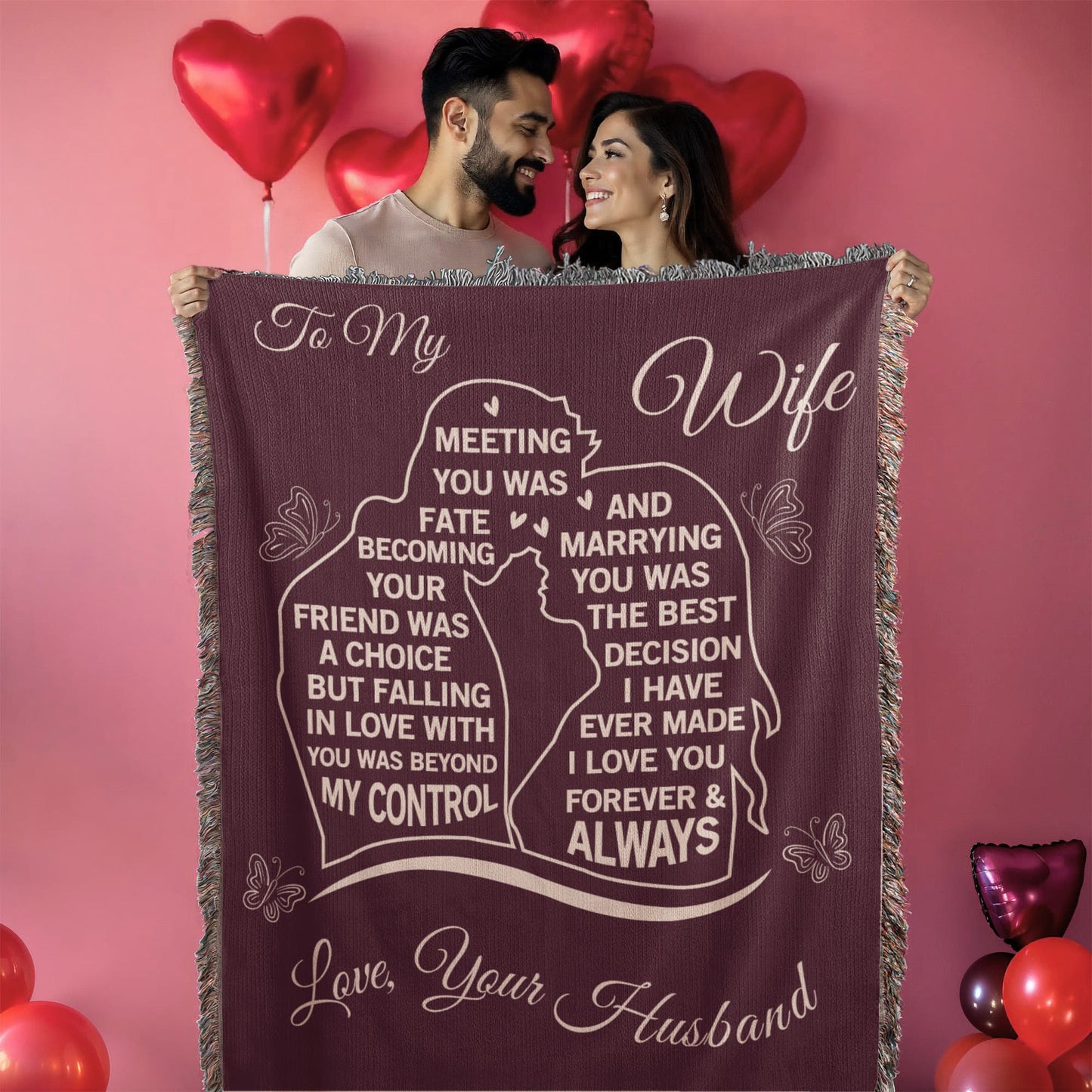 To My Wife - The Day I Met You, My Life Changed - Woven Blanket Gift Set CFG559
