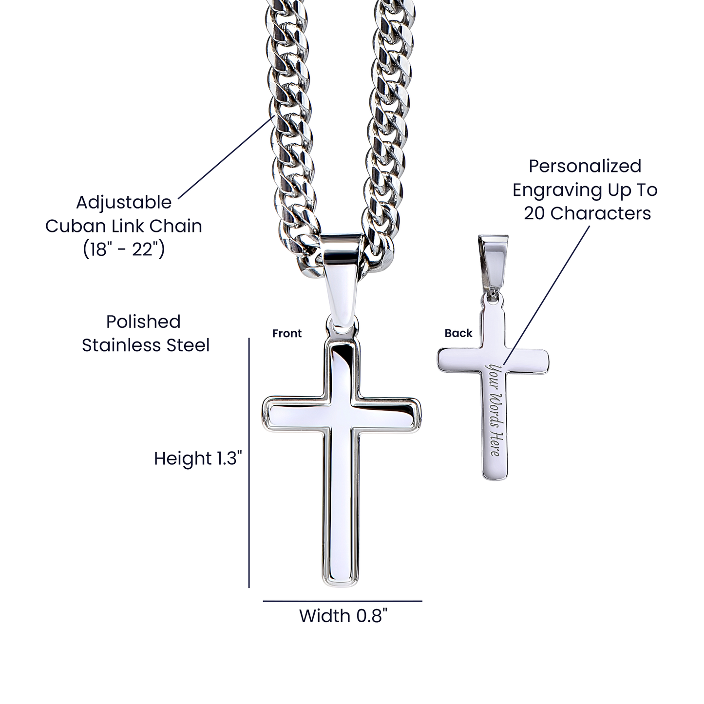 To My Bonus Son - "My Family Forever" Artisan Cross Cuban Link Chain Gift Set – CFG01