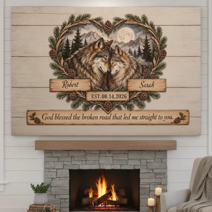 Romantic Wolf Couple Home Decor