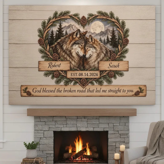 Romantic Wolf Couple Home Decor
