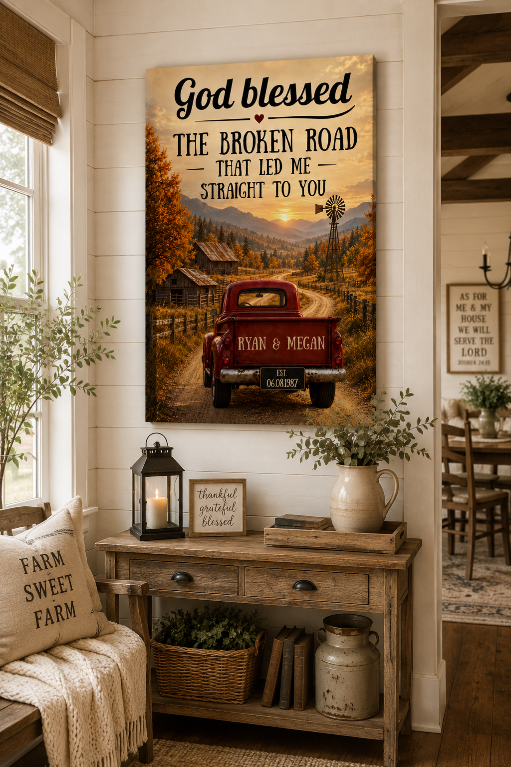 Personalized Couple Canvas, Custom Name & Date Wall Art, Romantic Rustic Anniversary Gift