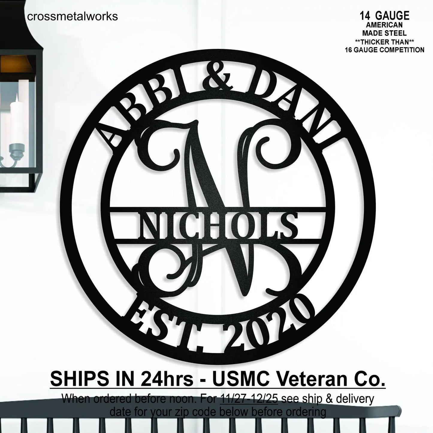 Personalized Elaborate Name Steel Sign - Custom Anniversary & Wedding Gift