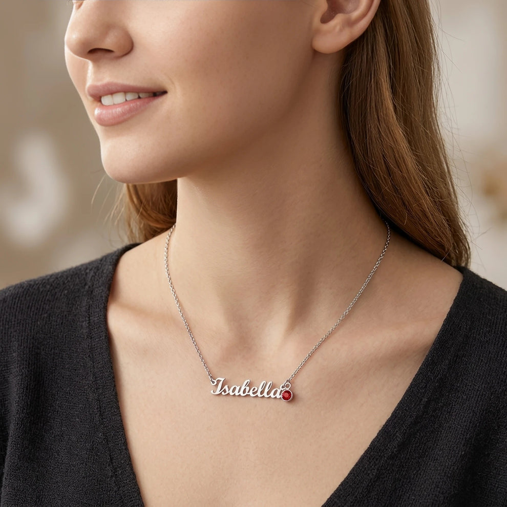 "To My Beautiful Daughter - Forever My Greatest Pride - Personalized Name Necklace with Birthstone - The Most Meaningful Keepsake Gift From Loving Dad"