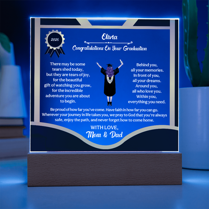 Personalized LED Graduation Plaque - The Gift That Will Move Them to Tears