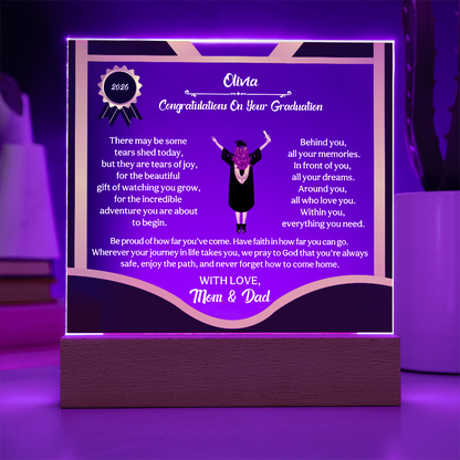 Personalized LED Graduation Plaque - The Gift That Will Move Them to Tears