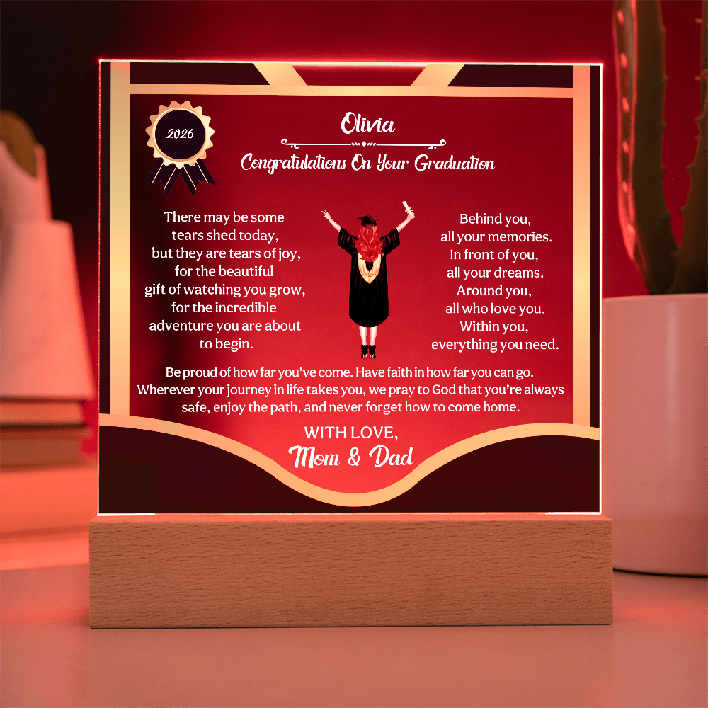 Personalized LED Graduation Plaque - The Gift That Will Move Them to Tears