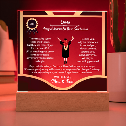 Personalized LED Graduation Plaque - The Gift That Will Move Them to Tears