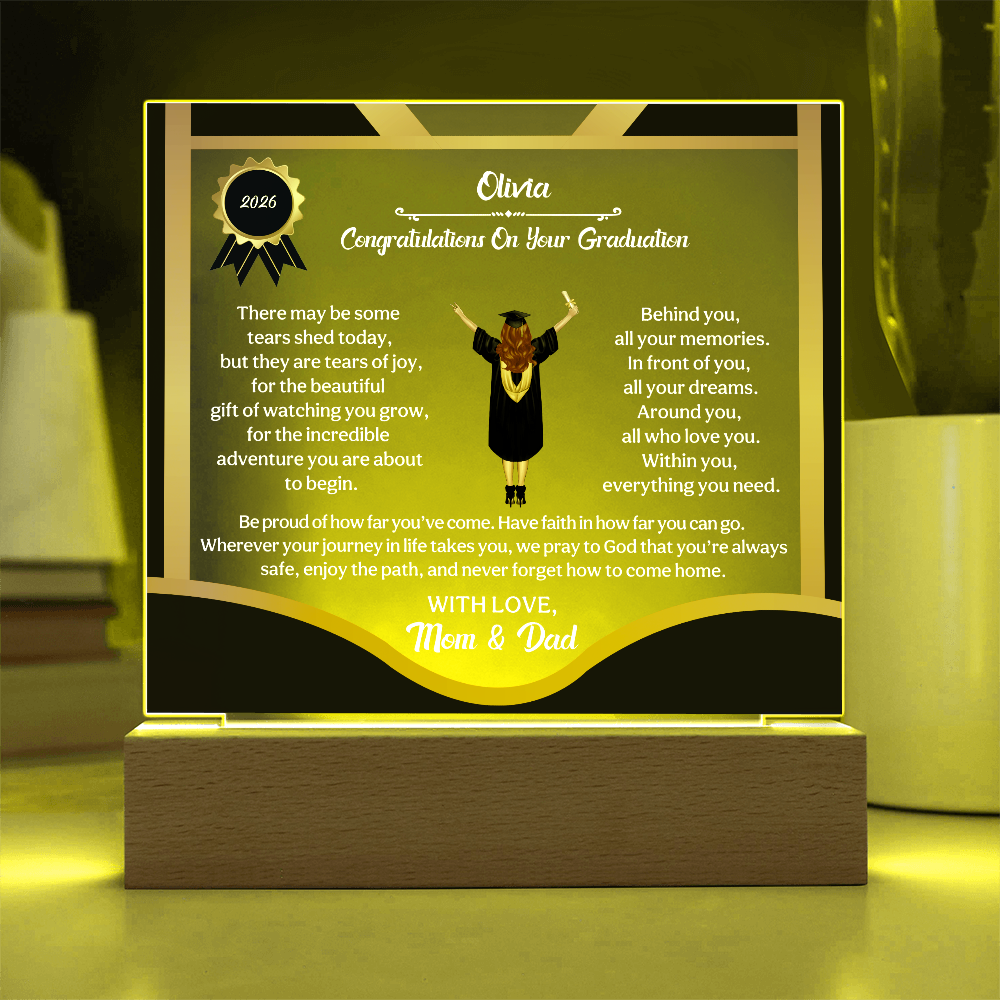 Personalized LED Graduation Plaque - The Gift That Will Move Them to Tears