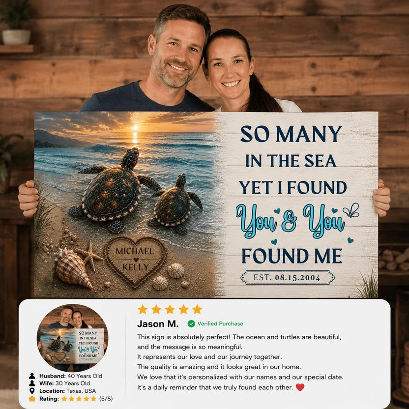 Personalized Turtle Couple Canvas - So Many in the Sea Yet I Found You