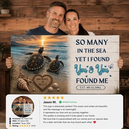 Personalized Turtle Couple Canvas - So Many in the Sea Yet I Found You