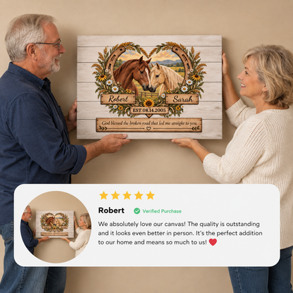Custom Couple Names Horse Canvas