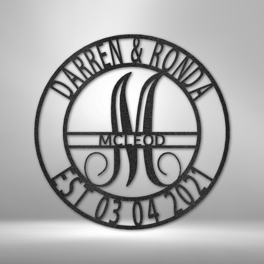 Personalized Elaborate Name Steel Sign - Custom Anniversary & Wedding Gift - CHARMING FAMILY GIFT LLC 
