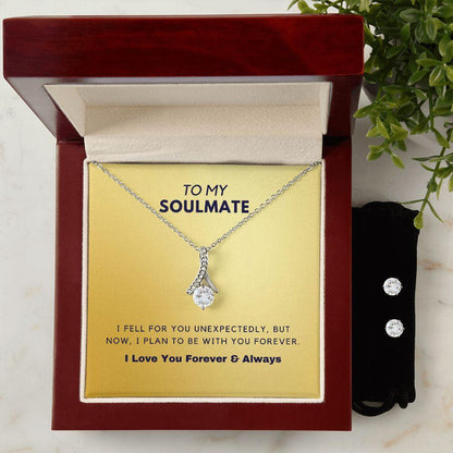 To My Soulmate - Gold Alluring Necklace Gift Set - CHARMING FAMILY GIFT