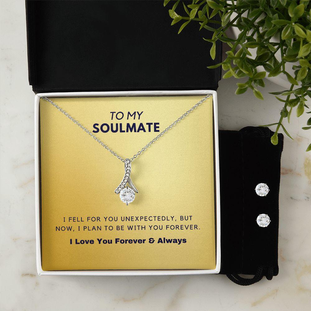 To My Soulmate - Gold Alluring Necklace Gift Set - CHARMING FAMILY GIFT